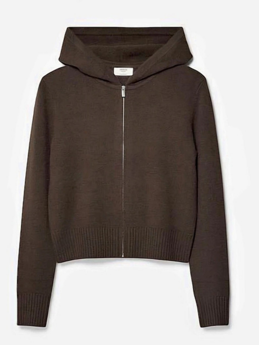 Aritzia Idyllic Cashmere Zip Hoodie Sweater in Cacao Nib Brown